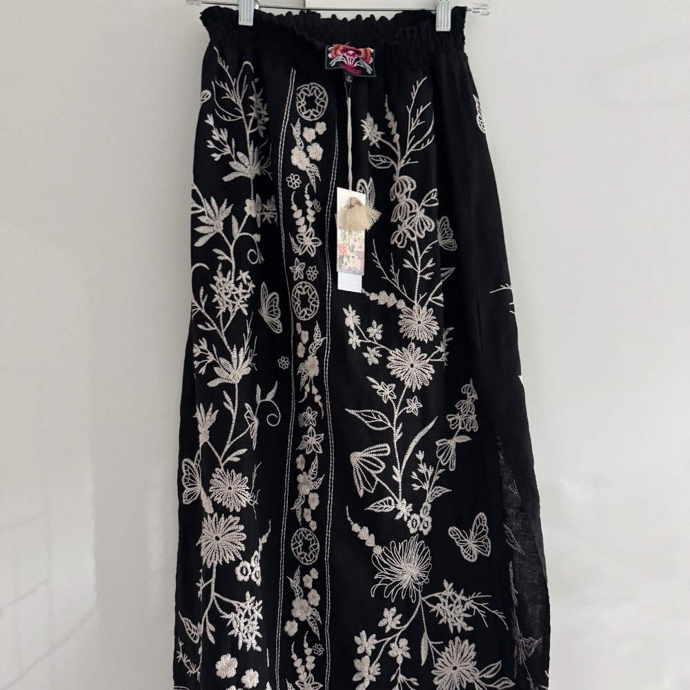 Johnny Was Domingo High Slit Linen MAXI Skirt
